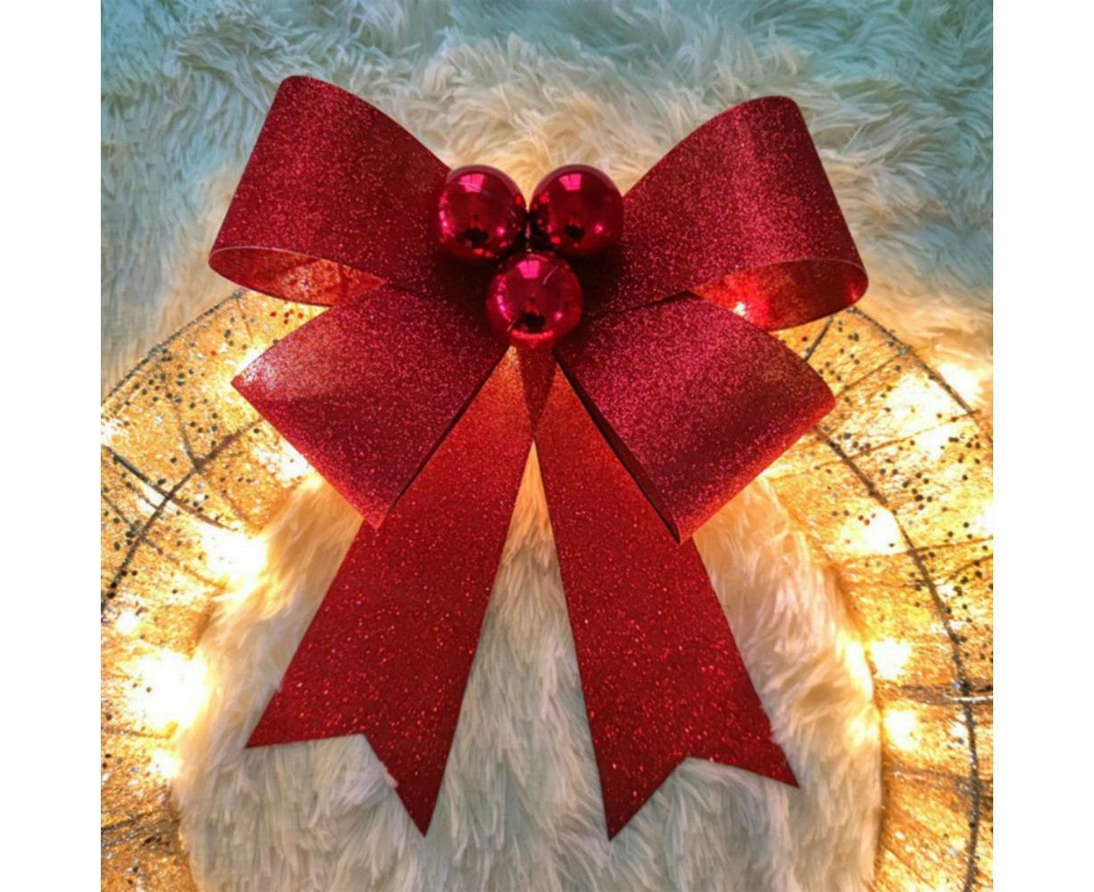 Outdoor Christmas Wreath Decoration, LED Metal Holiday Decor for Home Exterior, Garden - Gold 50CM