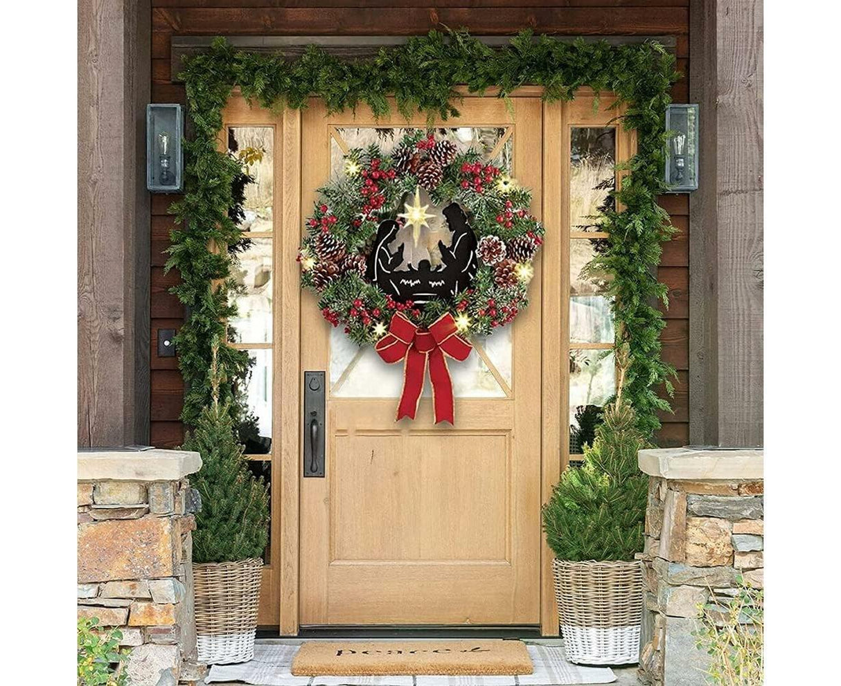 30cm Christmas Wreath for Nativity Scene, Christmas Decorations, Artificial Christmas Wreath