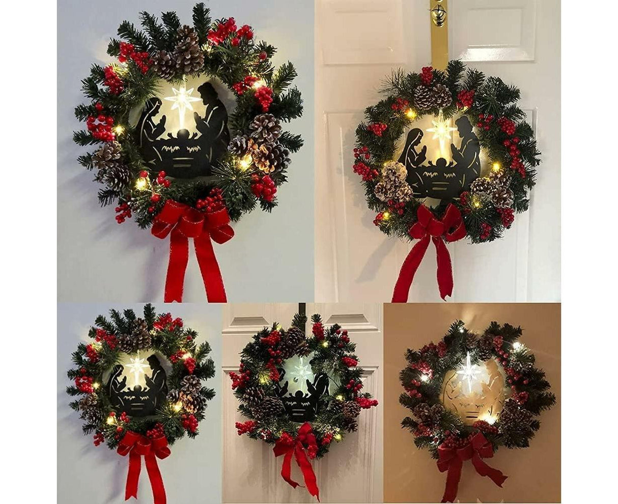 30cm Christmas Wreath for Nativity Scene, Christmas Decorations, Artificial Christmas Wreath