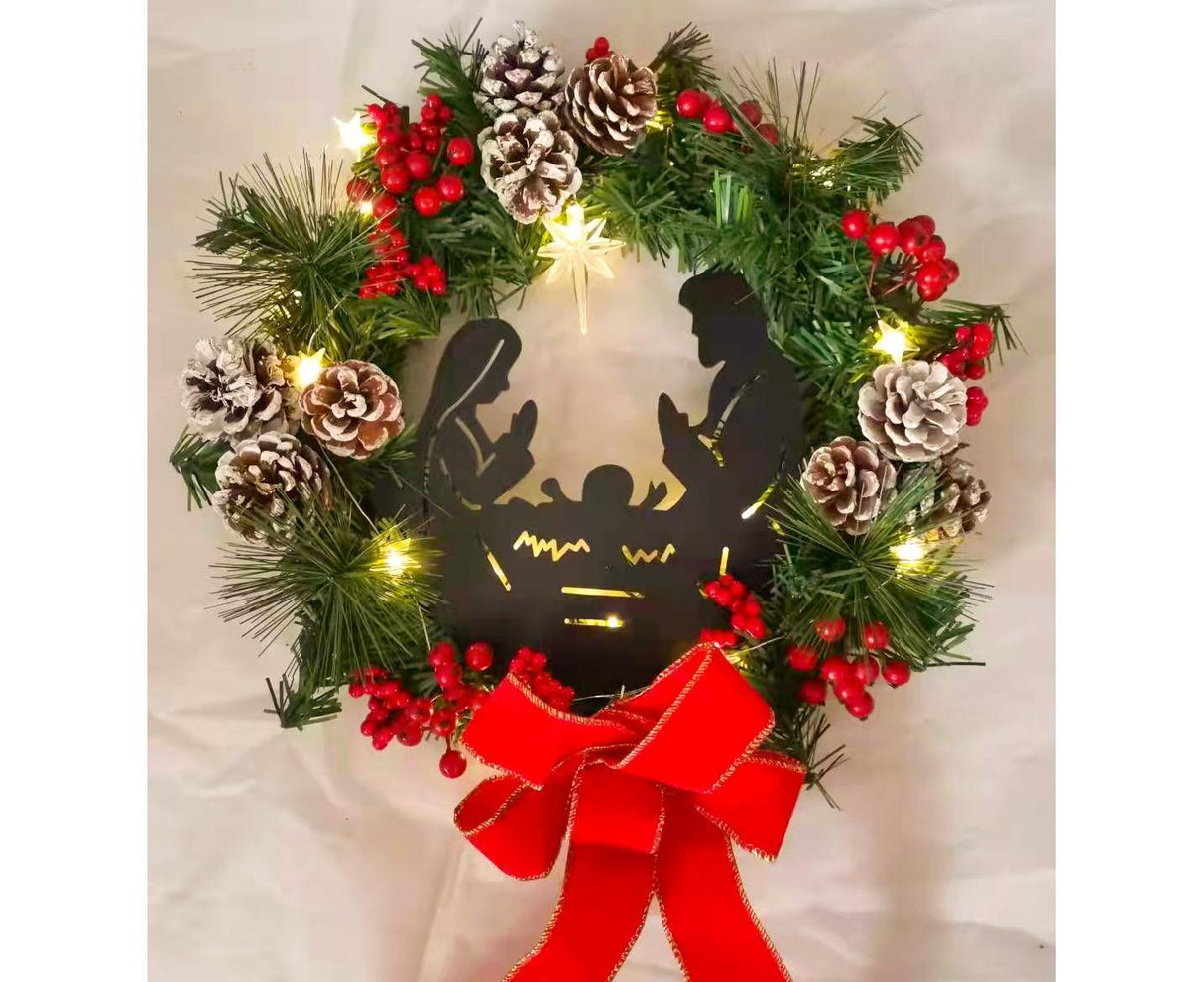 30cm Christmas Wreath for Nativity Scene, Christmas Decorations, Artificial Christmas Wreath
