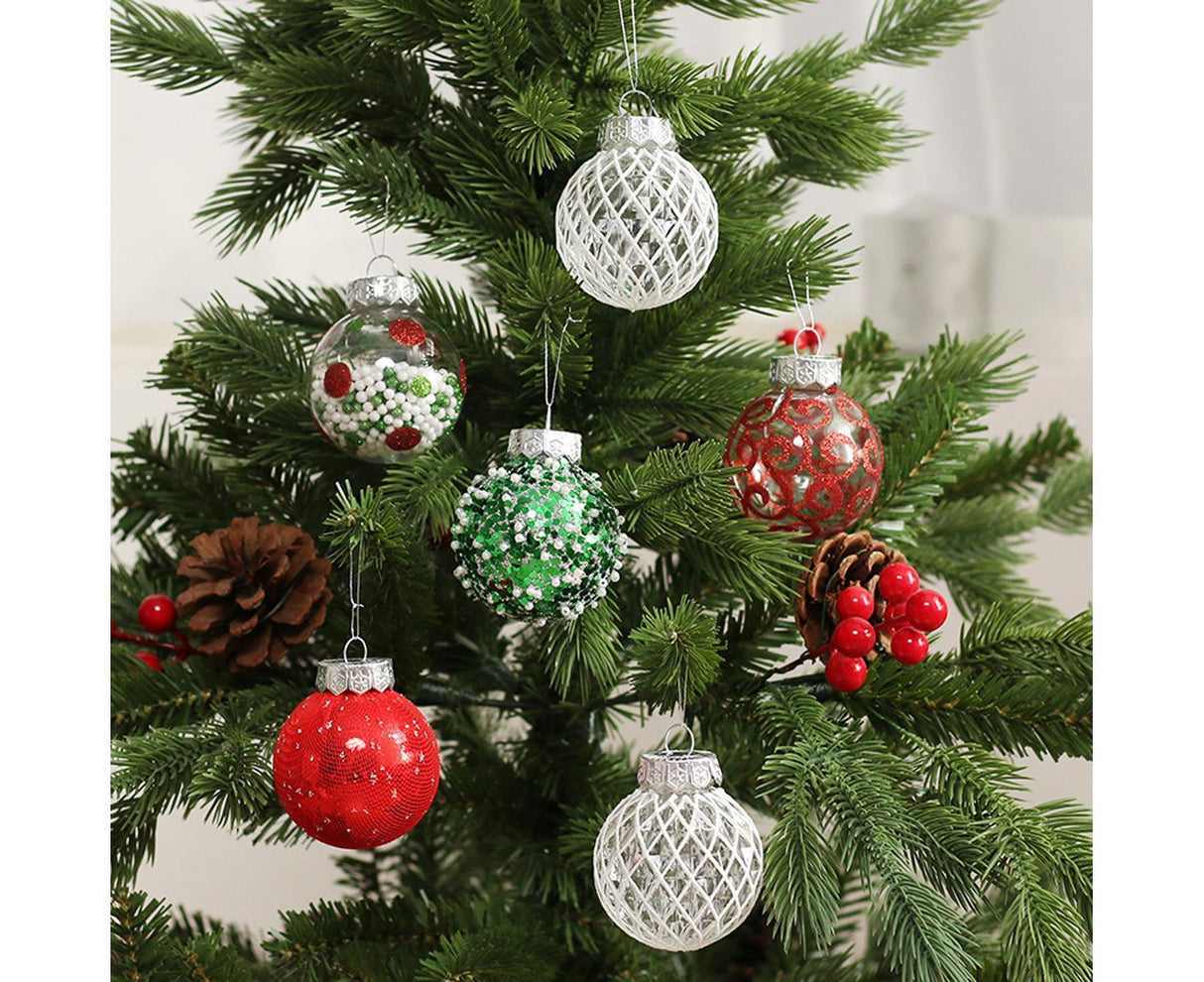 25pcs Christmas Decorations 6cm Xmas Tree Hanging Ball Xmas Tree Hanging Balls Xmas Hanging Balls Decor Decoration Christmas Decoration-Red Green White