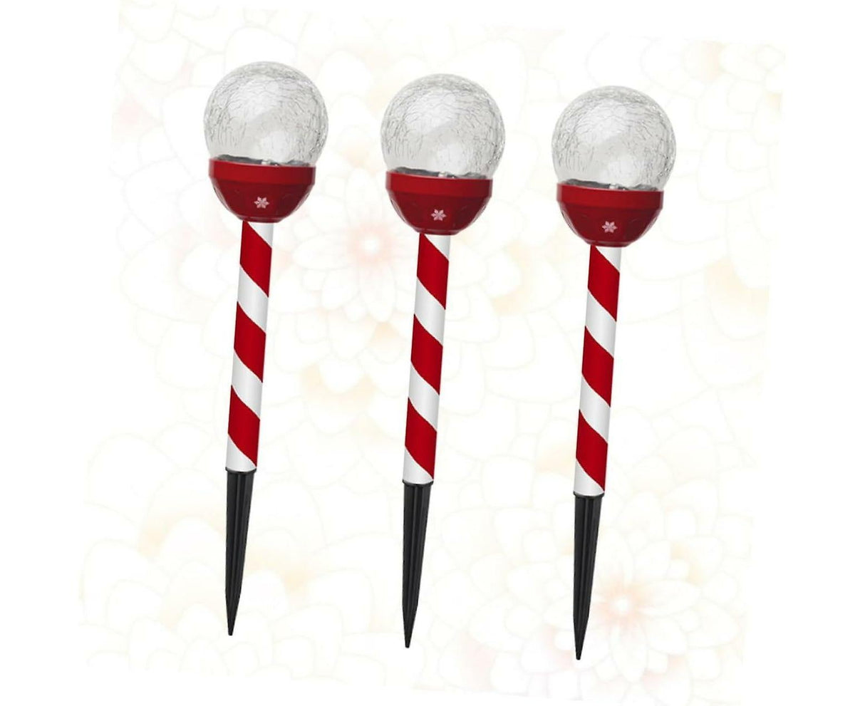 3 Pcs Christmas Solar Candy Lights Candy Cane Lights Outdoor Candy Pathway Markers adornos navideos para Exterior Landscape spotlights Blin