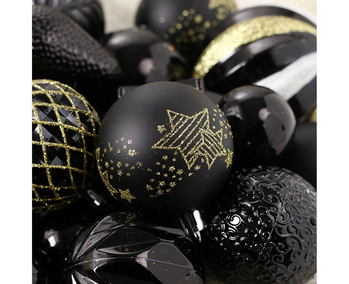 Christmas Balls Ornaments 65PCS Shatterproof Festive Wedding Hanging Ornaments Christmas Tree Decoration,Black gold