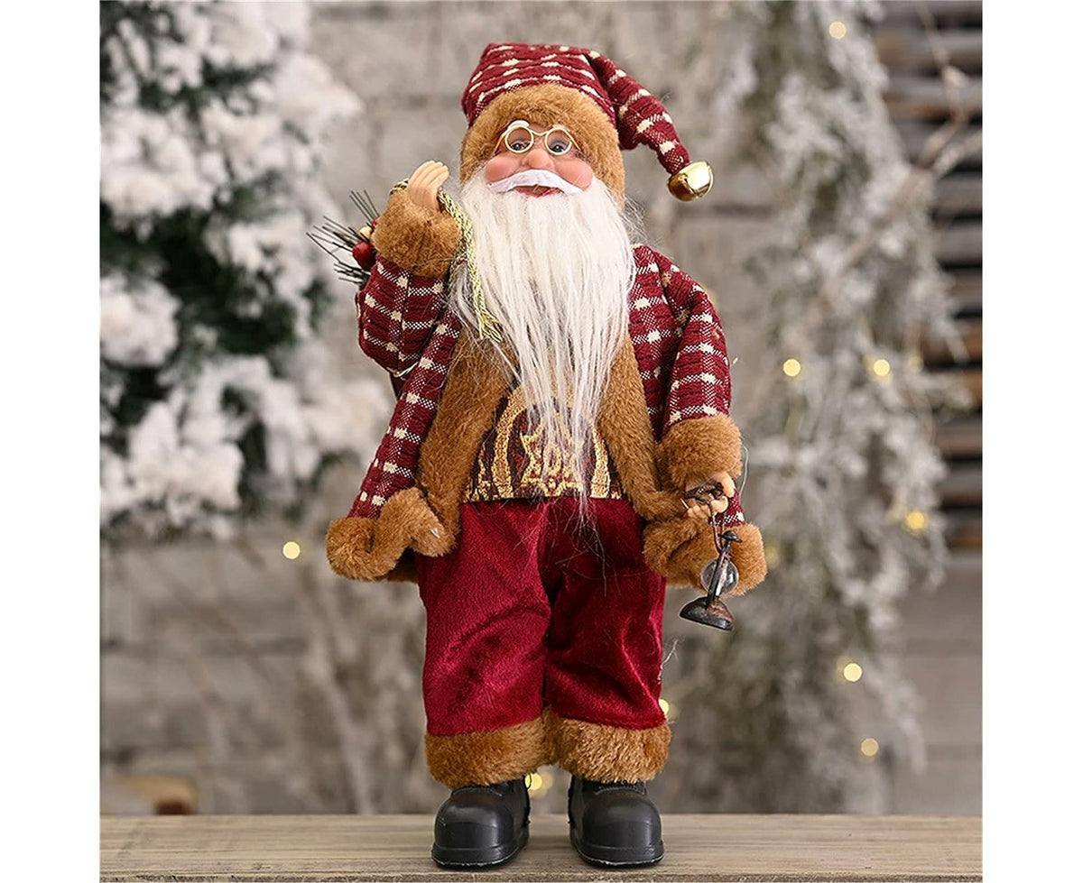 Christmas Santa Claus Plush Figurine Standing Santa Claus Stuffed Dolls Doll Ornaments Cute Christmas Party Decoration Christmas Decoration Ornament