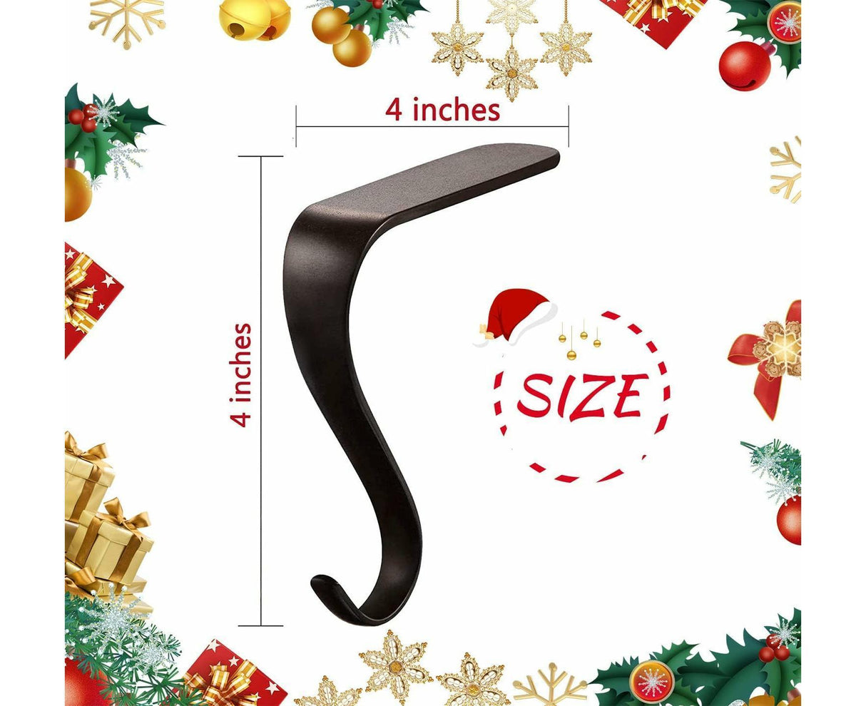 Christmas Stocking Holders Metal Fireplace Stocking Hook Garland Mantle Hook For Christmas Decoration (4 Pack)