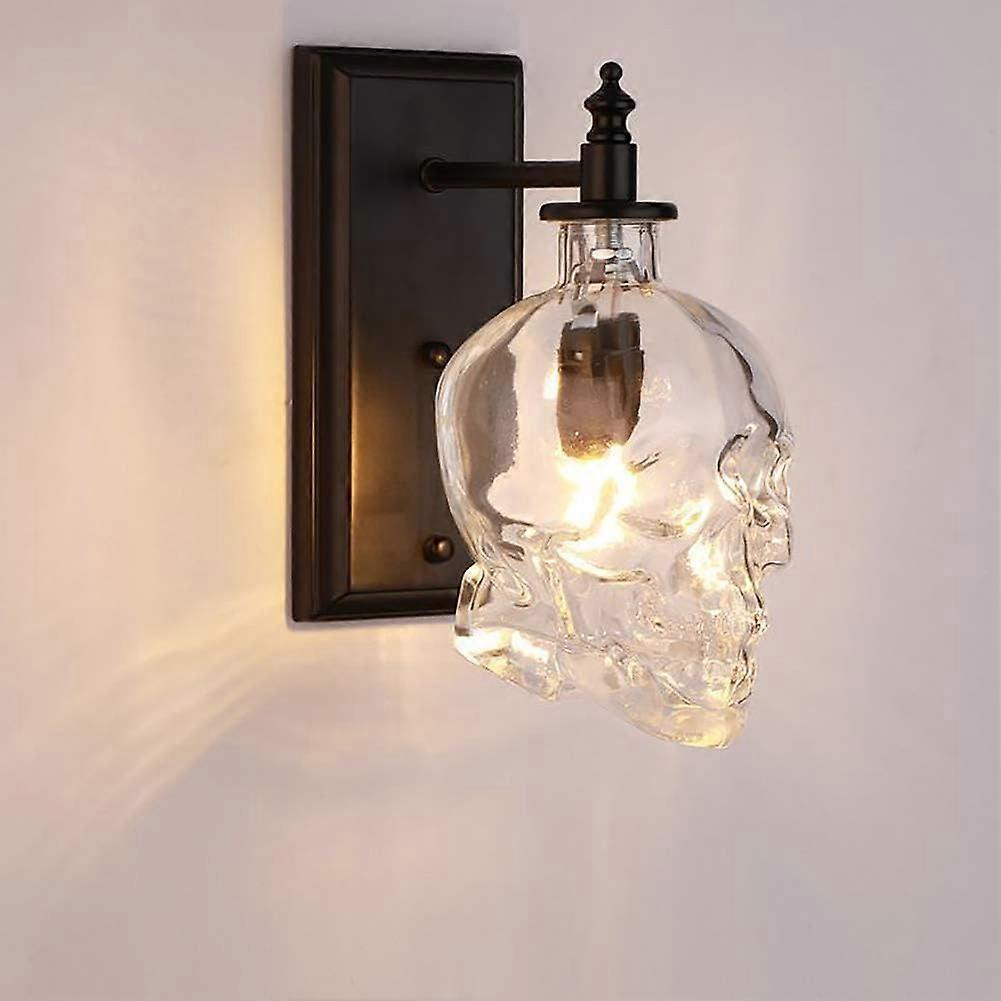Creative Vintage Industrial Glass Skull Head Wall Sconce Retro Indoor Wall Sconce Lights