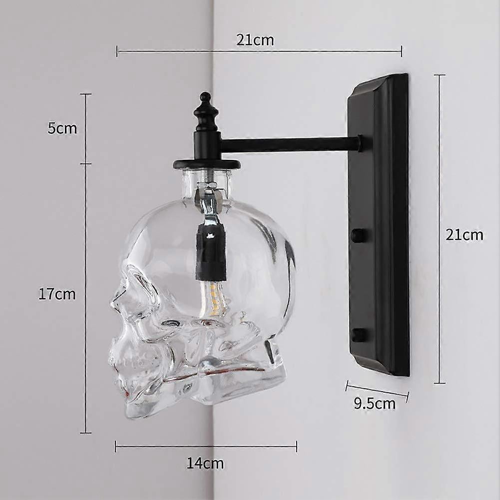 Creative Vintage Industrial Glass Skull Head Wall Sconce Retro Indoor Wall Sconce Lights