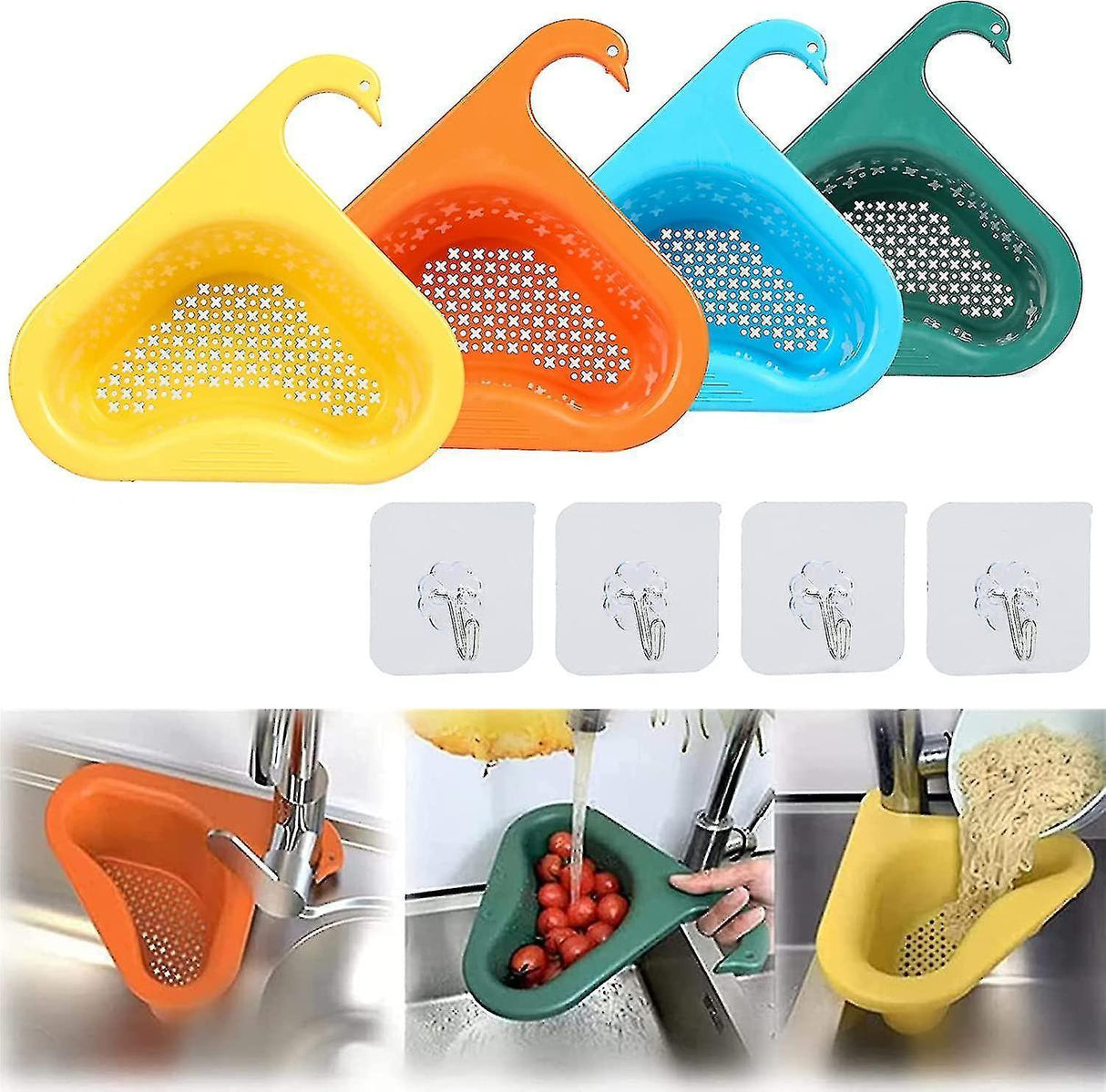4 Pack Triangular Sink Strainer Basket, Multifunctional Hanging Filter Basket For Kitchen