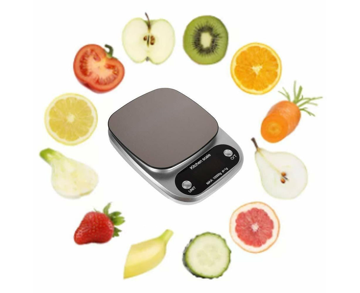 Kitchen Scale Multifunction Digital Stainless Steel Liquid Crystal Kitchen Scale with High Accuracy Range from 1g/0.035oz to 10kg 21*15.5*3cm