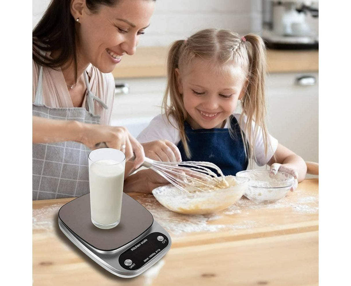 Kitchen Scale Multifunction Digital Stainless Steel Liquid Crystal Kitchen Scale with High Accuracy Range from 1g/0.035oz to 10kg 21*15.5*3cm