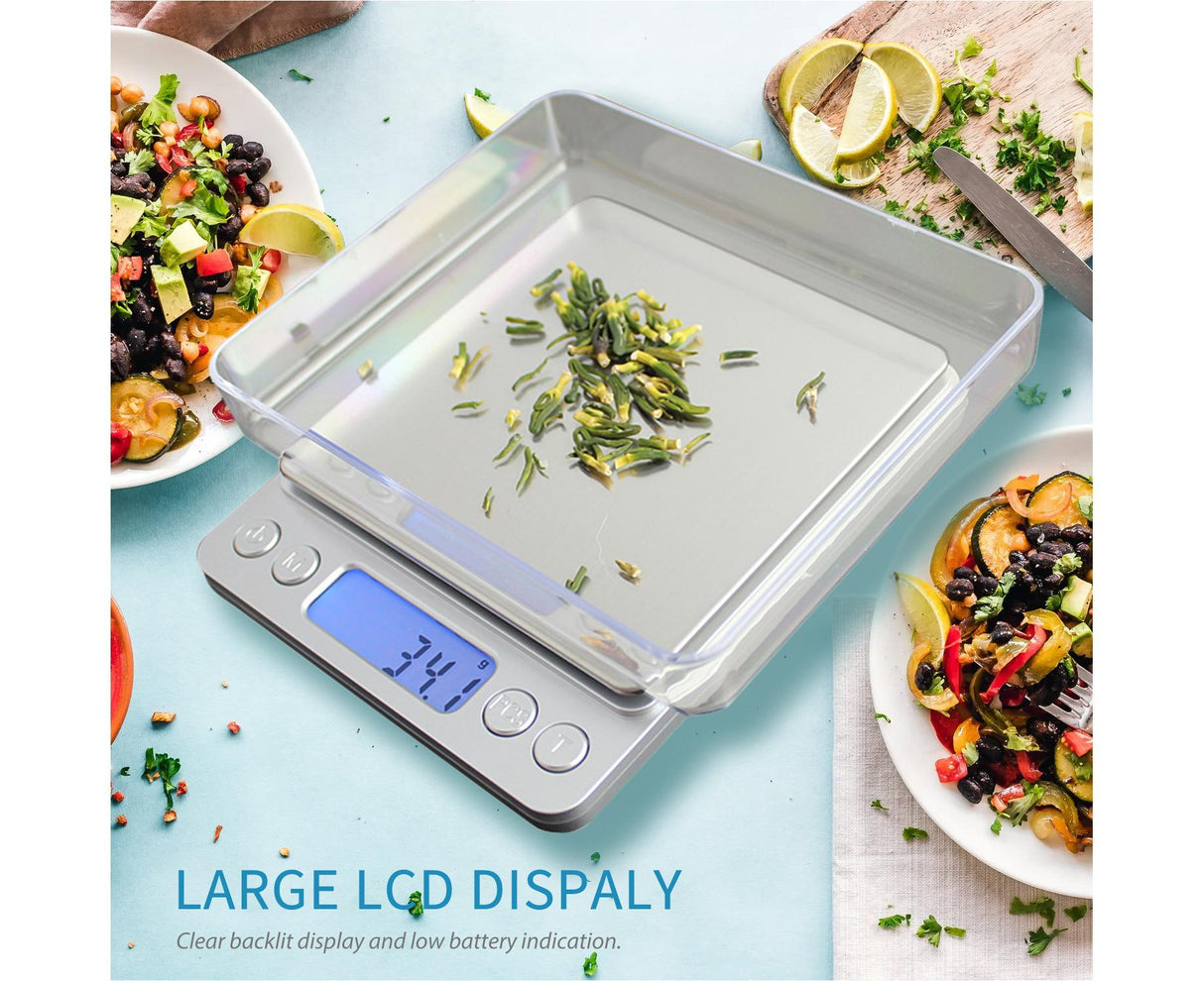 1.1lb Food Scale Digital Kitchen Scale LCD Display Scale Weight G OZ OZT DWT GN CT for Baking Cooking Jewelry Stainless Steel Portable Food