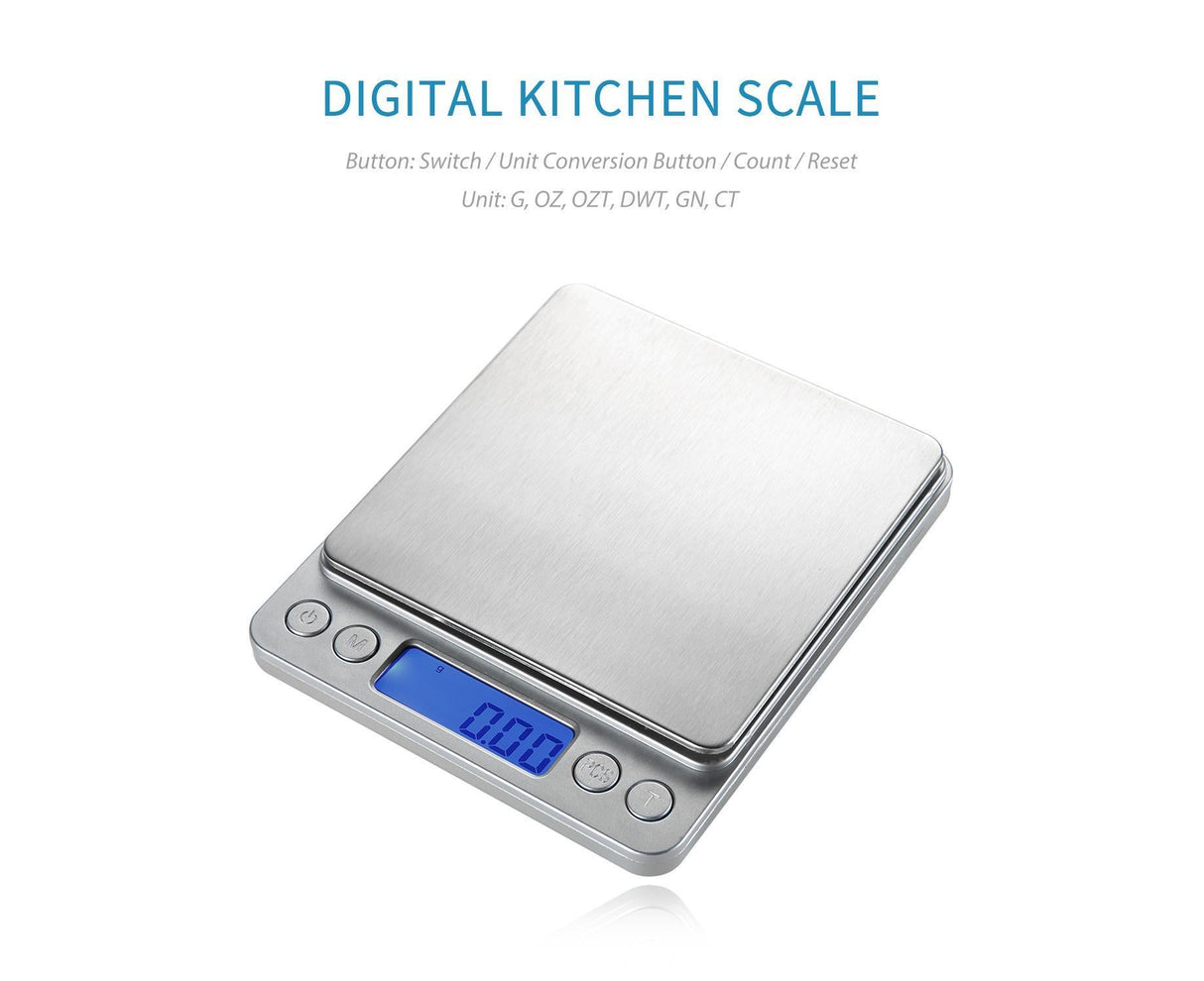 1.1lb Food Scale Digital Kitchen Scale LCD Display Scale Weight G OZ OZT DWT GN CT for Baking Cooking Jewelry Stainless Steel Portable Food