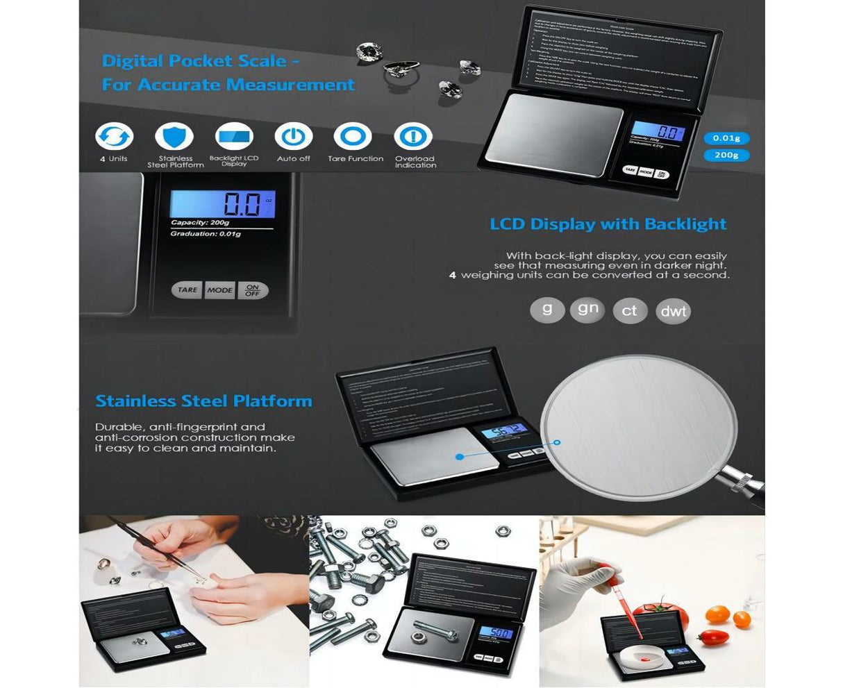 Electronic Pocket Mini Digital Gold Jewellery kitchen Scales 0.1G to 1000 Grams
