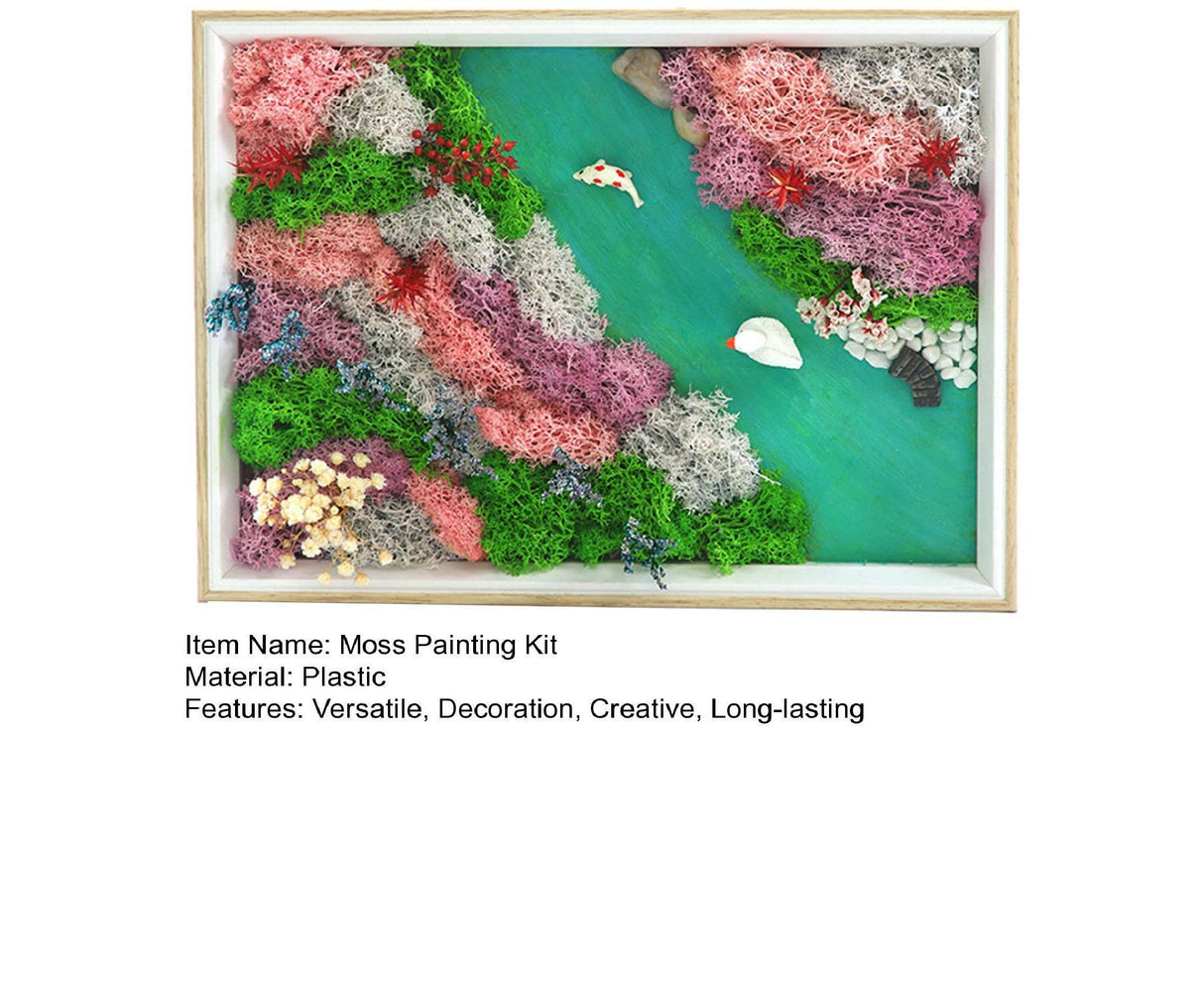 1 Set Everlasting Moss Painting Unique Creative Ocean World Picture with Photo Frame for Home Decoration