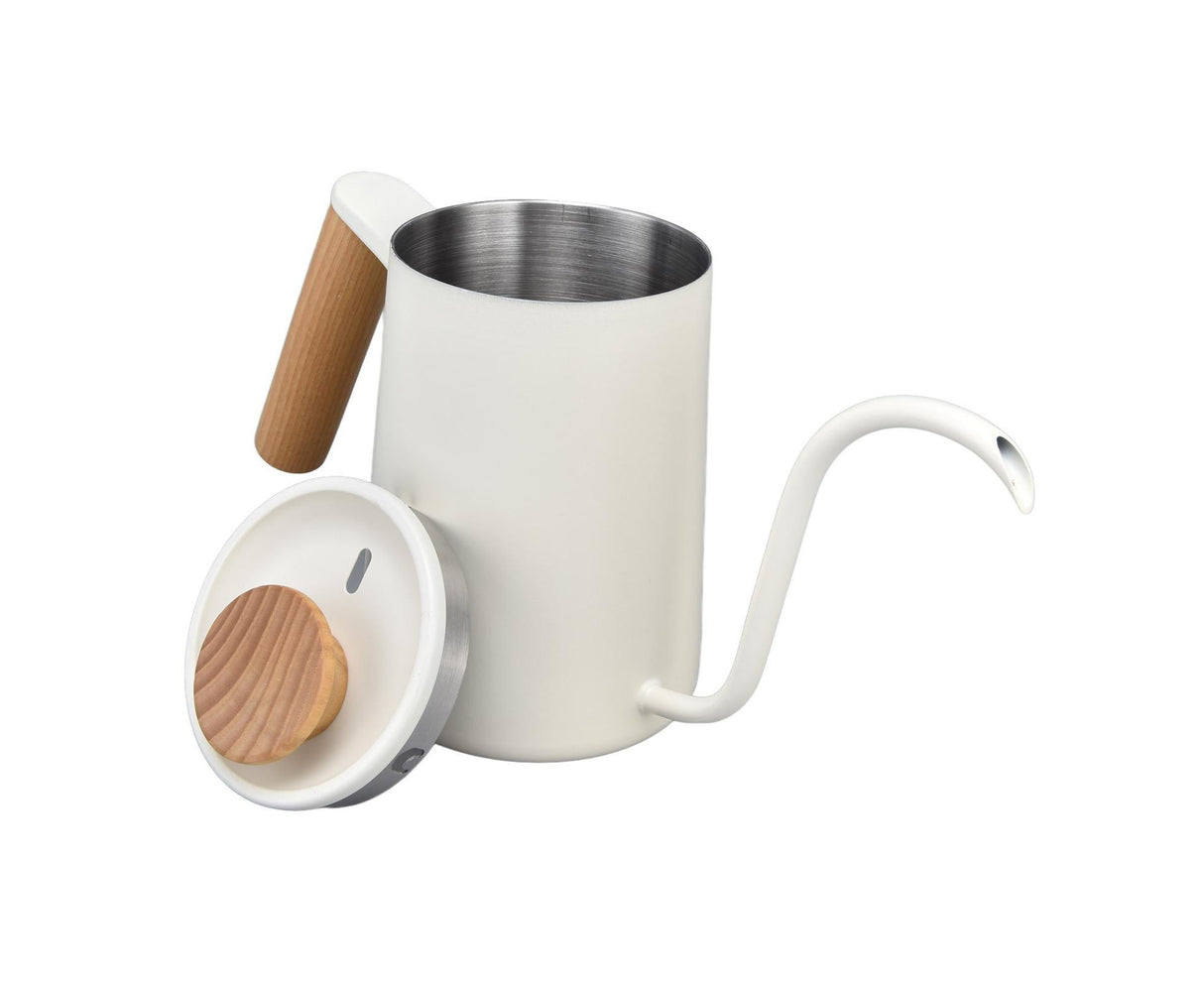 Stainless Steel Drip Coffee Pot, Long Gooseneck Spout Kettle, Tea Matte White, 600ml
