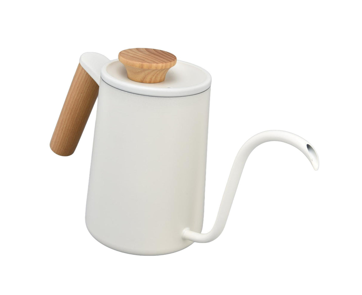 Stainless Steel Drip Coffee Pot, Long Gooseneck Spout Kettle, Tea Matte White, 600ml