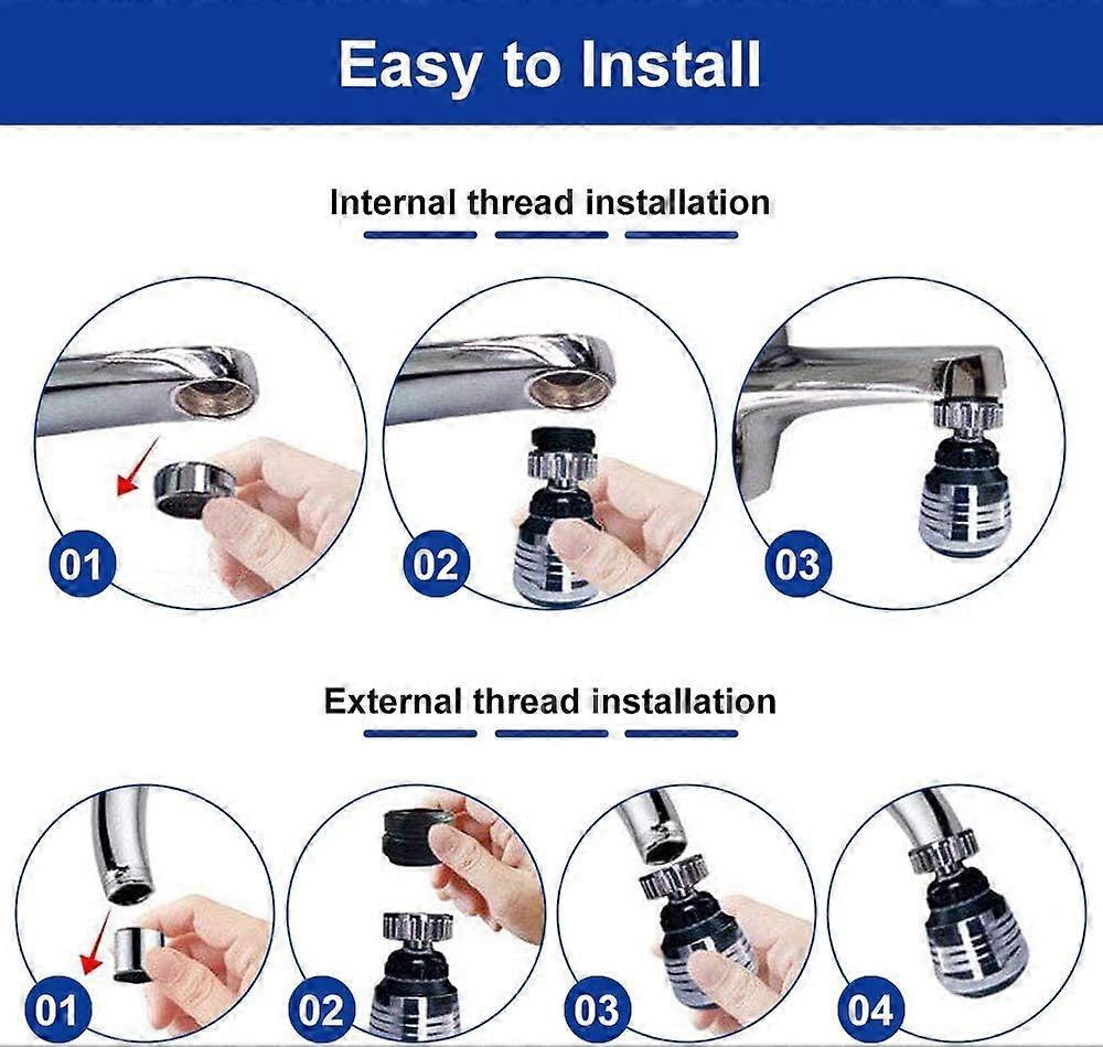 2 Pieces Kitchen Faucet Nozzle Faucet Aerator 360 Swivel Kitchen Faucet Head 2 Modes Kitchen Faucet Aerator with Nozzle Adapters for Kitchen, Bathroom