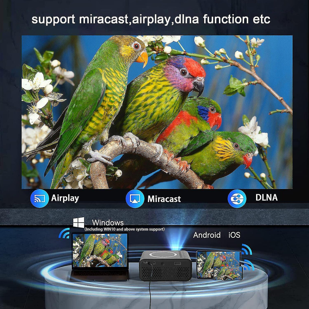 3000 Lumens Mini 4K Projector - Portable Home Cinema Projector