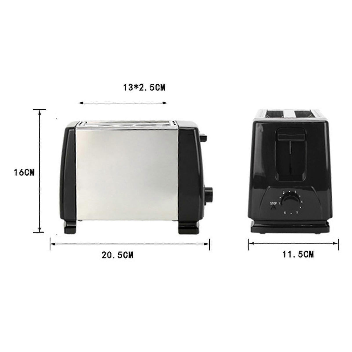 2-Slice Wide Slot Stainless Steel Toaster, Home Breakfast Machine