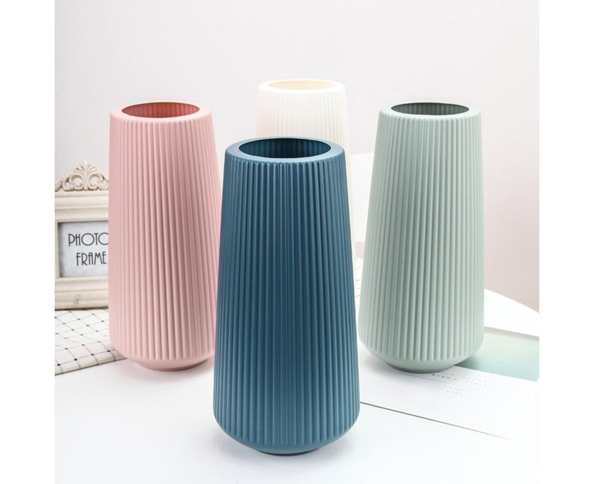 Plastic Nordic Style Vase Dried Flower Arrangement Pot Holder Home Office Decor-Milky White