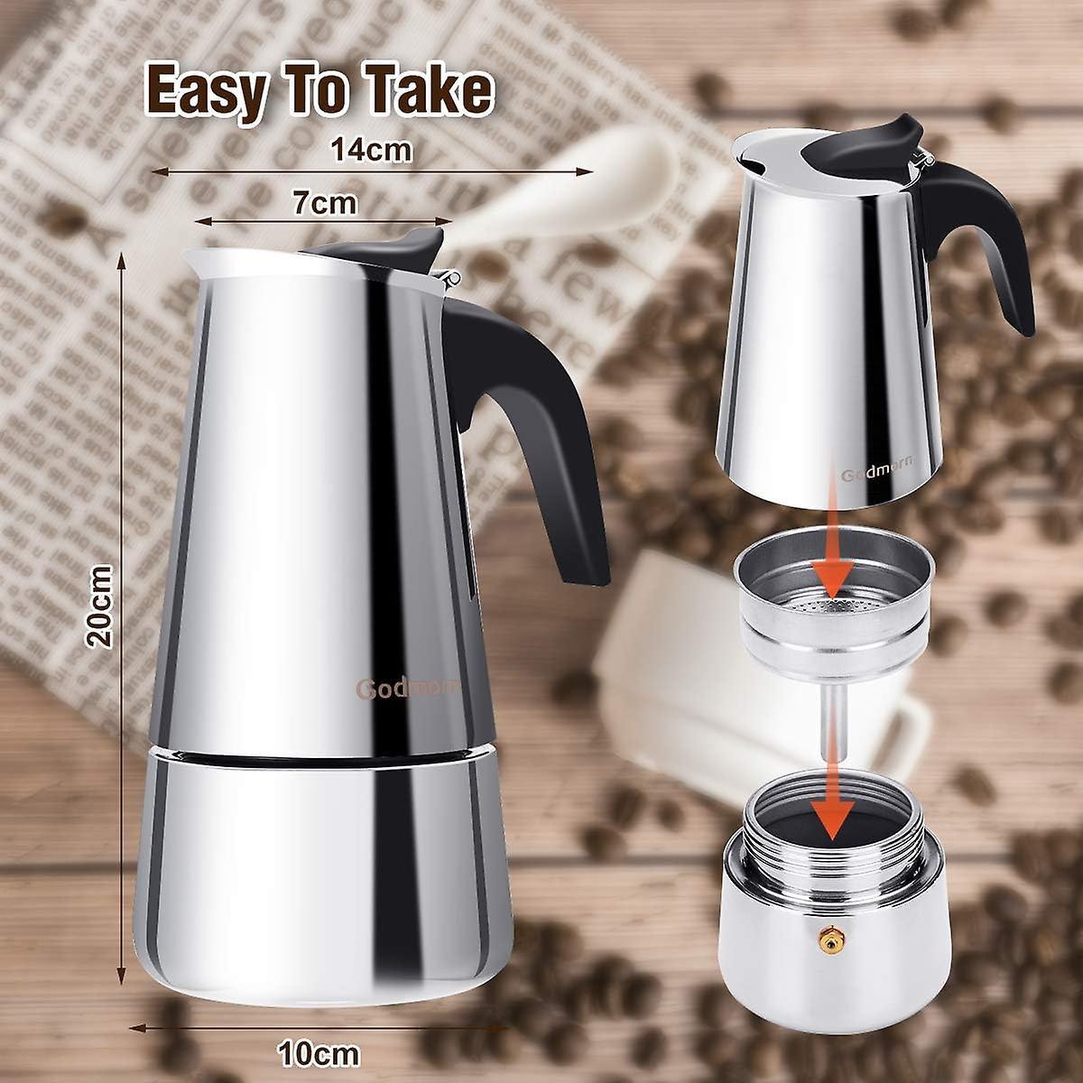 Stainless Steel Italian Moka Pot 300ml Espresso Maker Induction Compatible