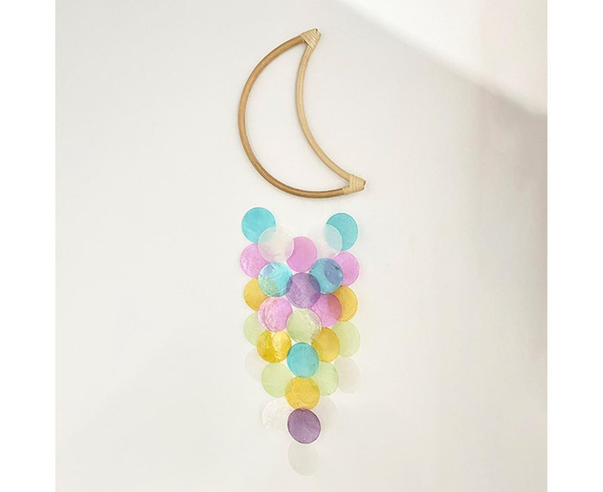 Wooden Moon Shape Wind Chime-Multicolor