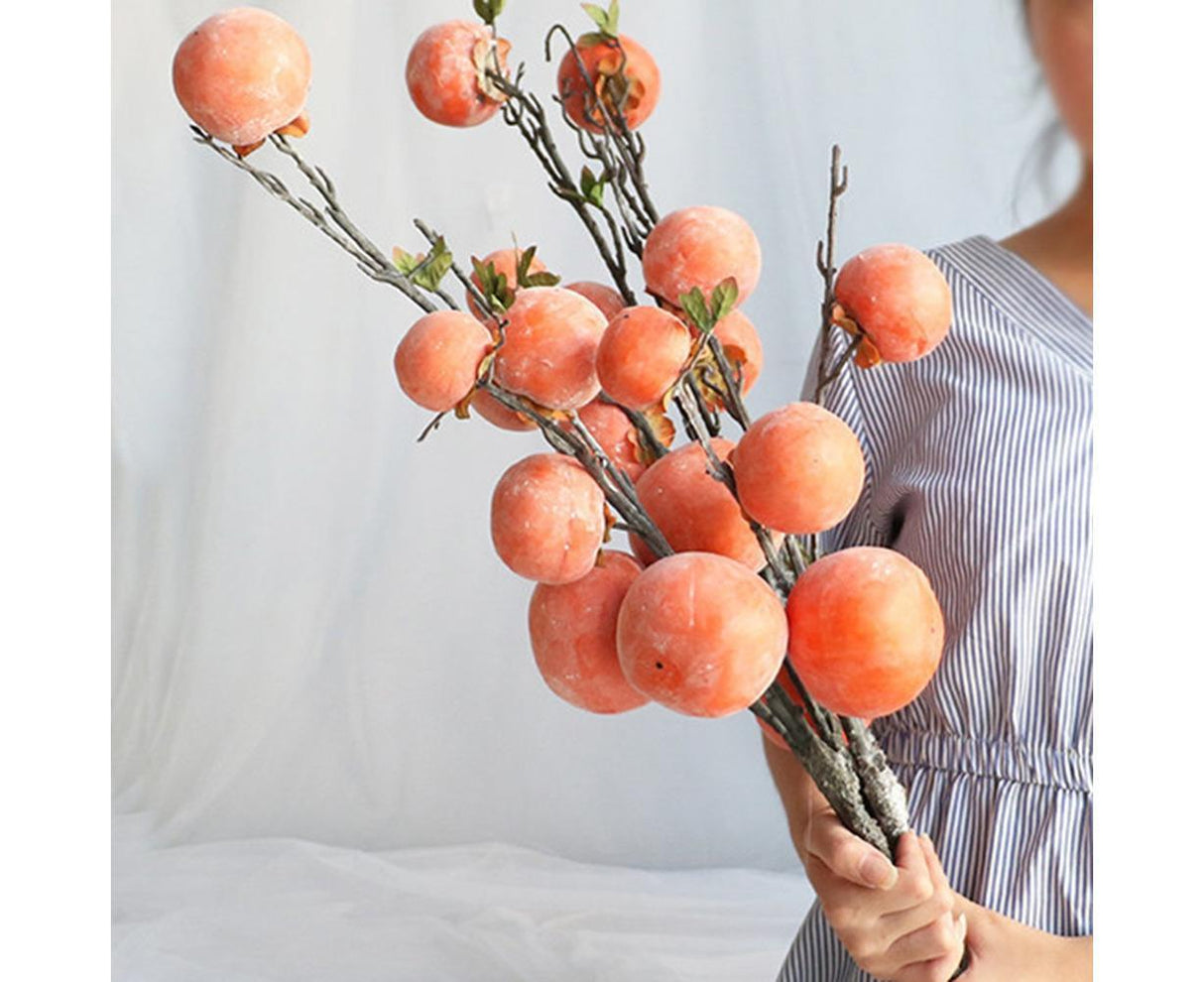Artificial Flower 7/6 Heads Persimmon Branch Home Wedding Party Festival Decor