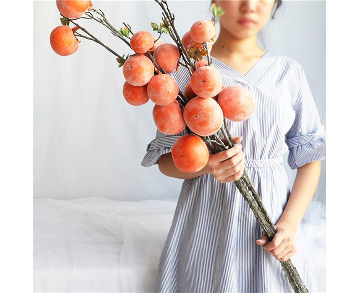 Artificial Flower 7/6 Heads Persimmon Branch Home Wedding Party Festival Decor