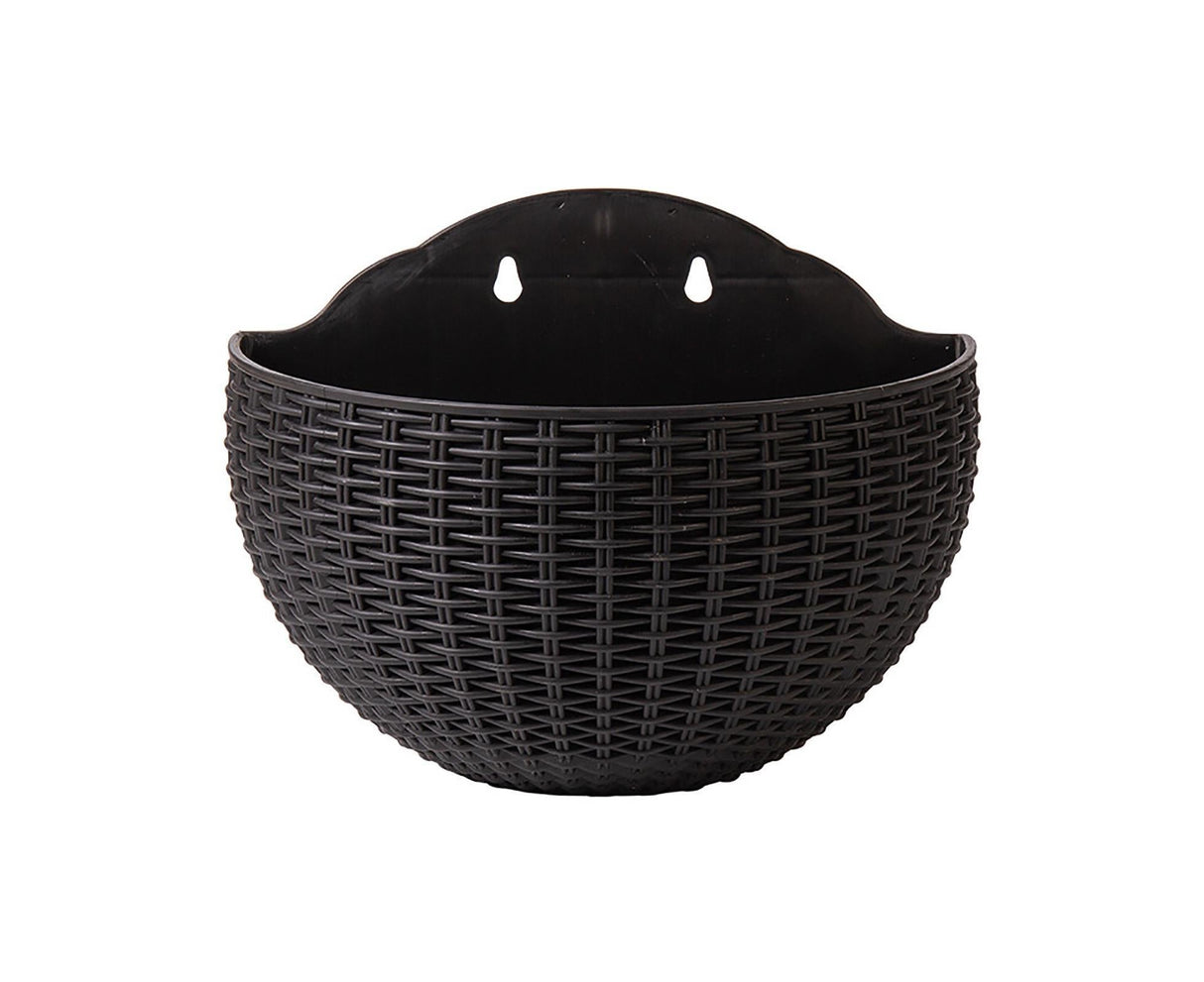 Flower Pot Exquisite Wall-mounted Plastic Wall Hanging Basket Flowerpot for Garden-Black