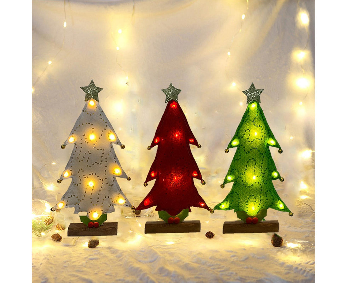 Luminous Mini Christmas Tree Desktop Display Mold Night Light Party Decor Gift-Green