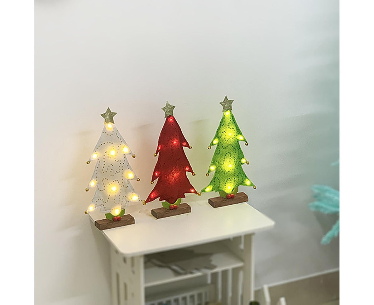 Luminous Mini Christmas Tree Desktop Display Mold Night Light Party Decor Gift-Green