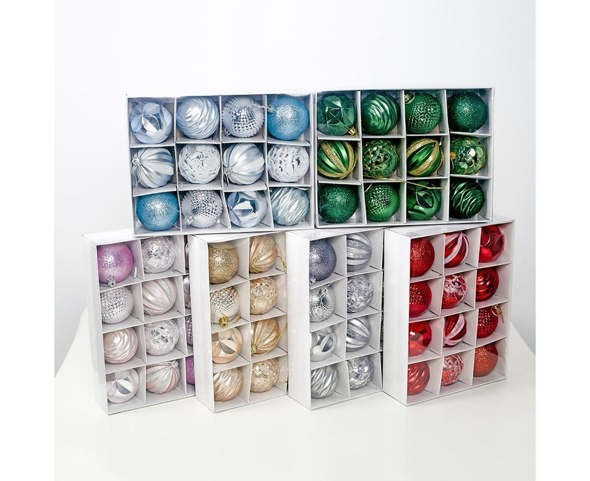12Pcs 5.5cm Glitter Baubles Balls Christmas Tree Ornament Party Hanging Decor-Green