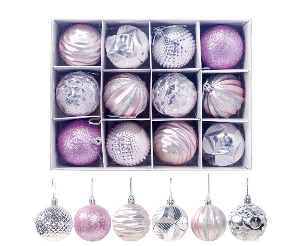 12Pcs 5.5cm Glitter Baubles Balls Christmas Tree Ornament Party Hanging Decor-Green