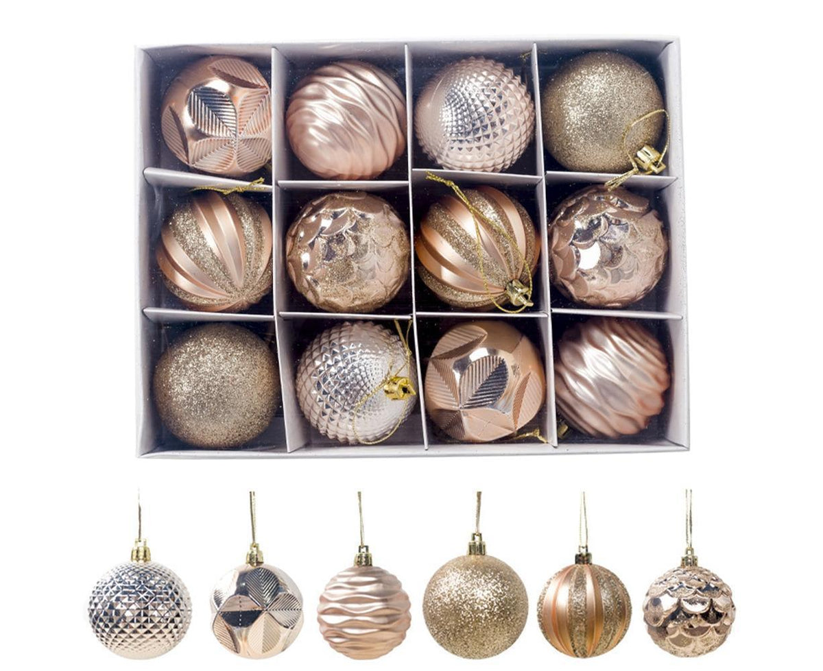 12Pcs 5.5cm Glitter Baubles Balls Christmas Tree Ornament Party Hanging Decor-Green