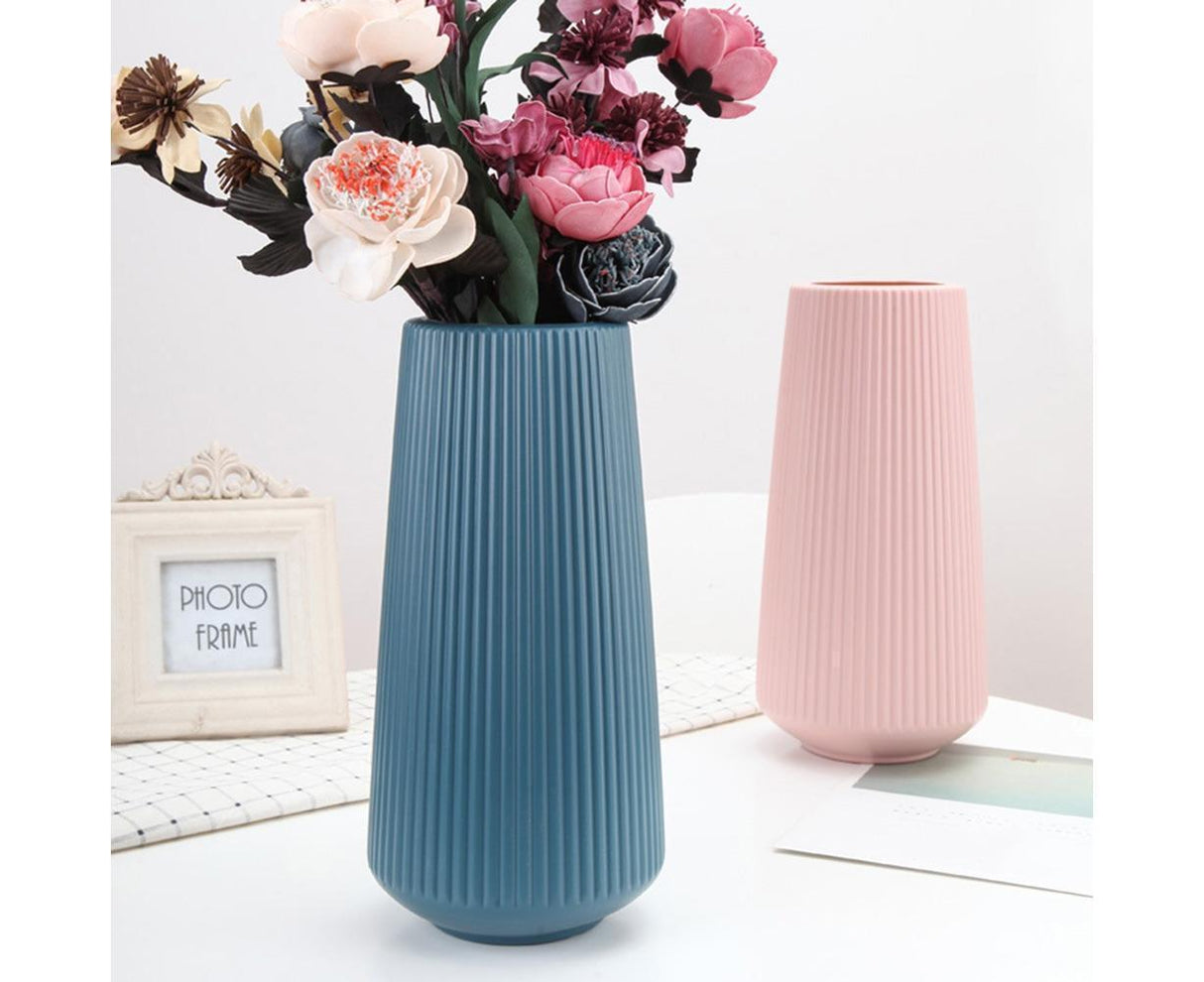 Plastic Nordic Style Vase Dried Flower Arrangement Pot Holder Home Office Decor-Blue