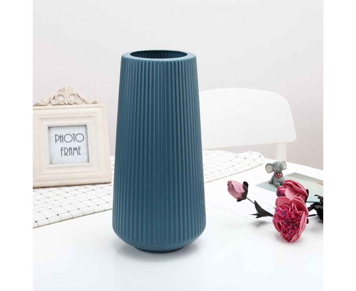 Plastic Nordic Style Vase Dried Flower Arrangement Pot Holder Home Office Decor-Blue