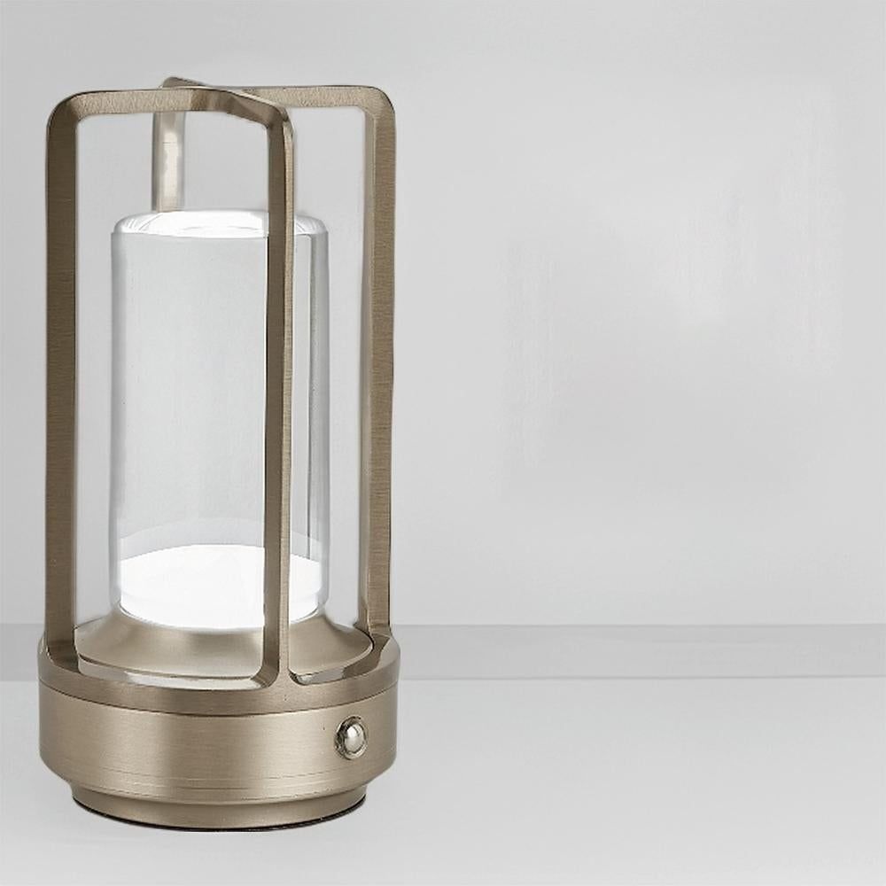 Table Lamp Rechargeable with Touch Dimmer for Bedroom - Silver