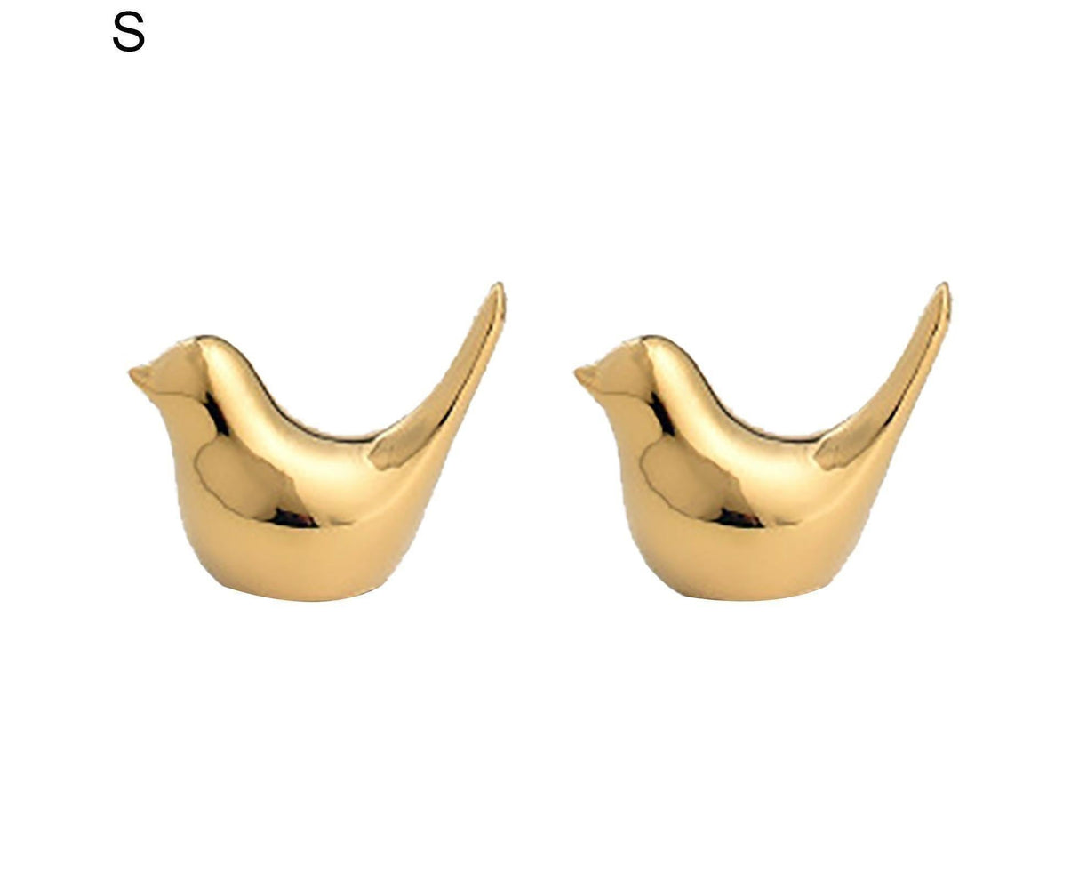 2Pcs Display Mold Wear-resistant Bird Pattern Ceramic Little Bird Statue Ornament for Bookshelf- S