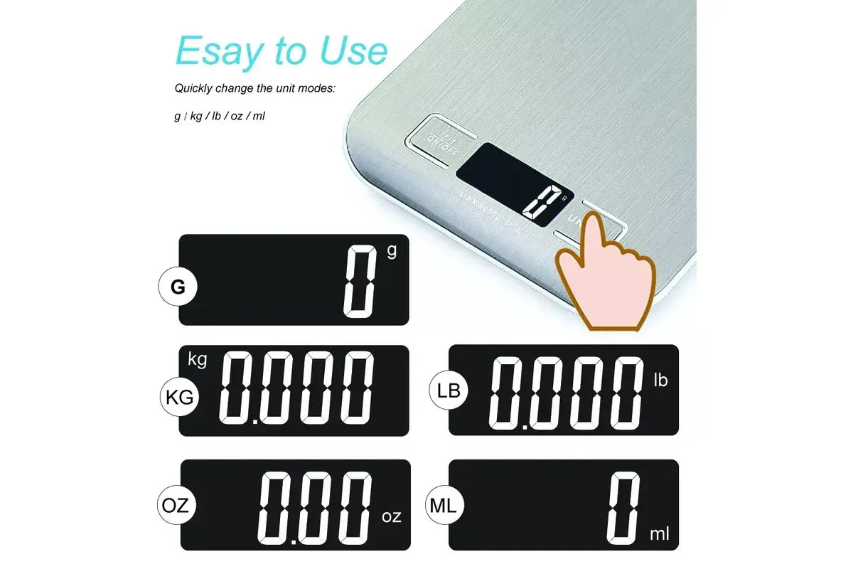 5KG Stainless Steel Digital Electronic Kitchen Scale Postal Scales 1g LCD Backlight Weight Black