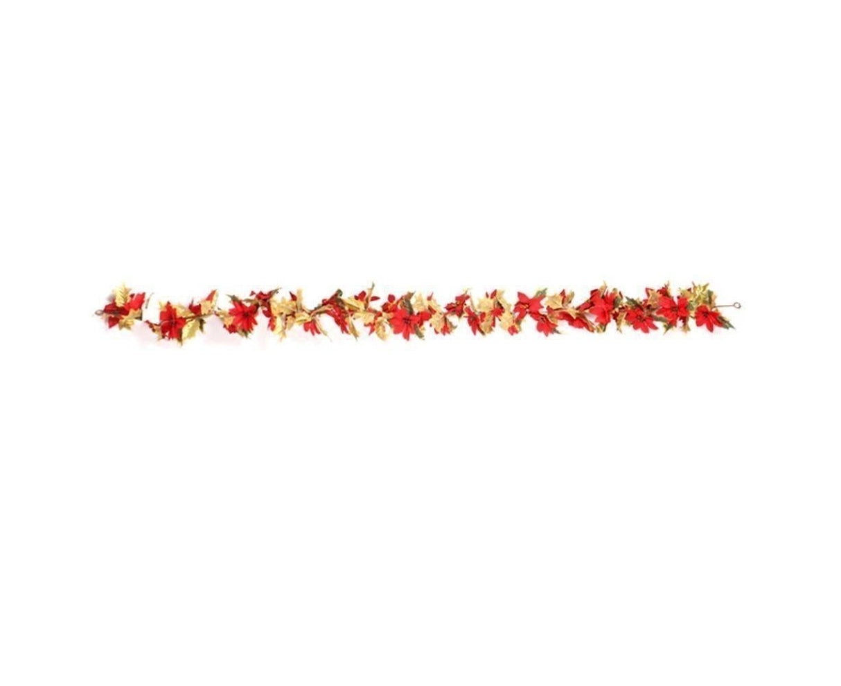 1.8m Artificial Christmas Red Flower Cane Vine Rattan Home Garden Xmas Decor-Golden+Red