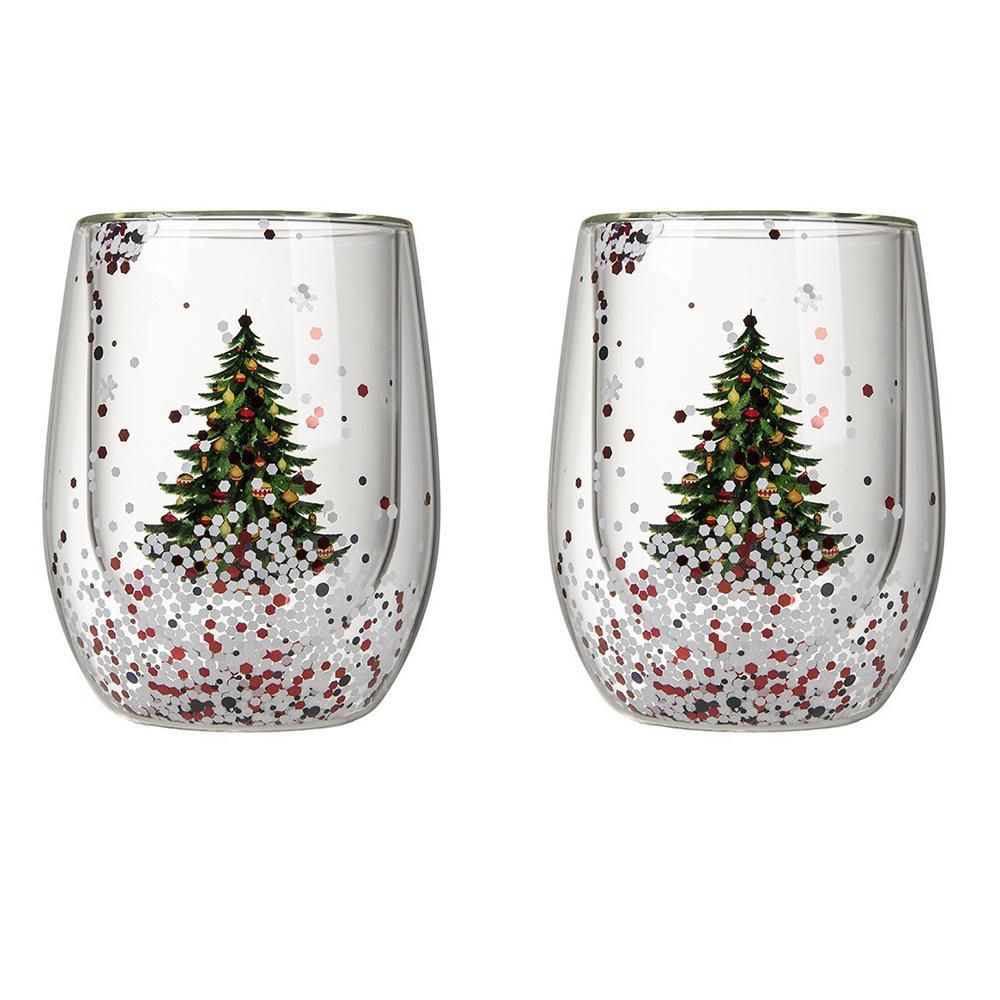 2Pcs 300ml Double Wall Coffee Glasses Cups Insulated for Hot Cold Drinks