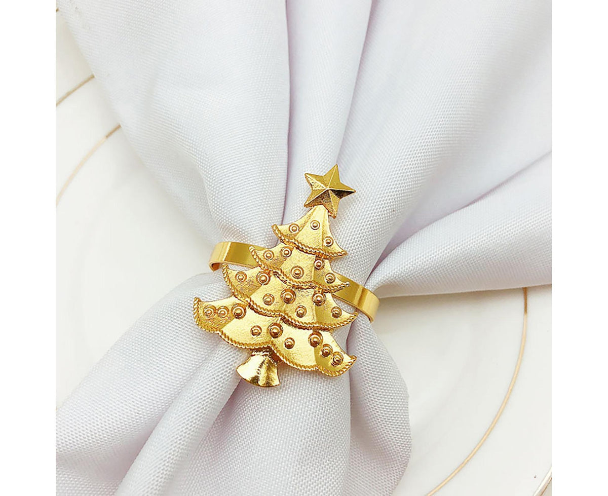 6Pcs Christmas Tree Wedding Home Xmas Party Table Decor Towel Buckle Napkin Ring-Silver