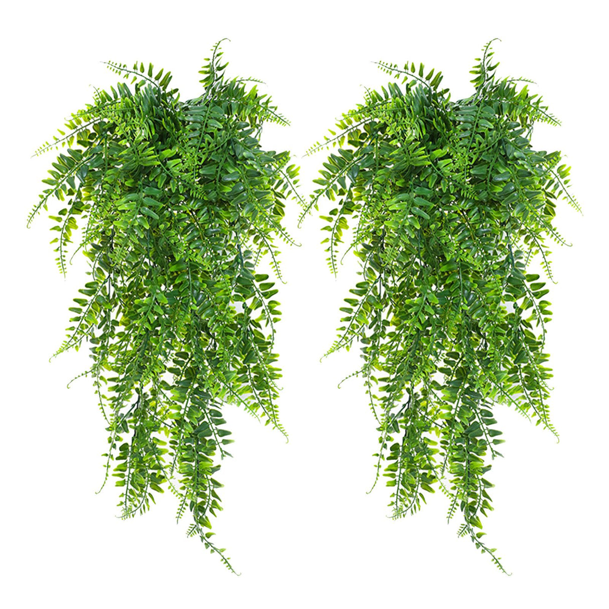 2pcs Artificial Hanging Plants Fern Plastic Green Fake Wall Hanging Ferns Plants for Garden Wedding Decoration
