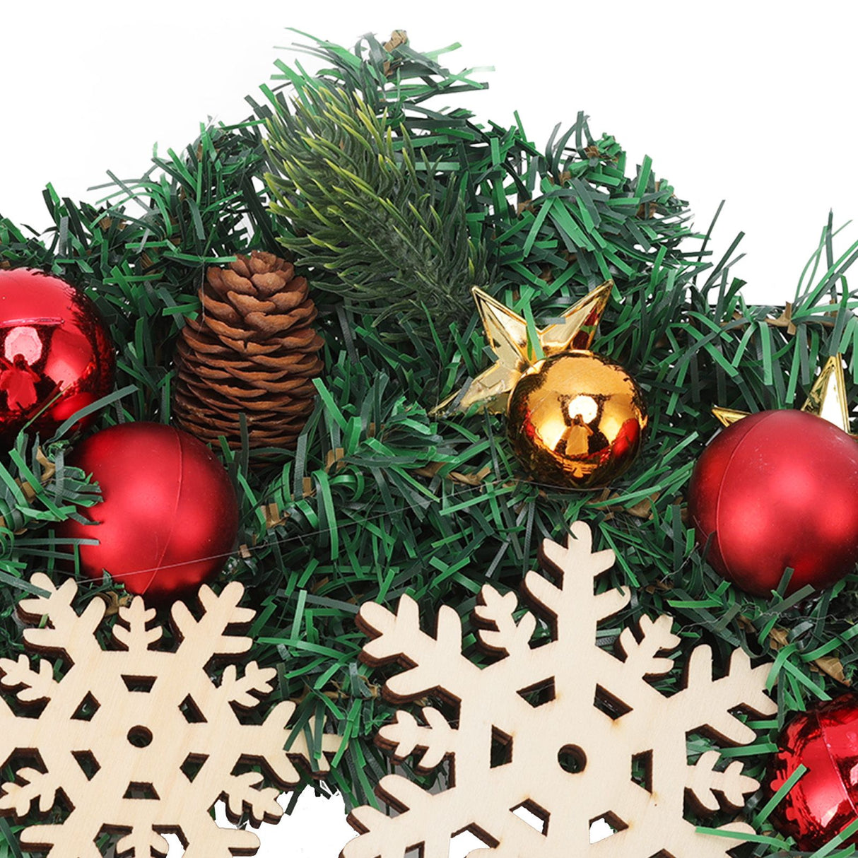 Christmas Wreath Snow Pine Cone Xmas Ball Wreath for Indoor Outdoor Holiday Decorations
