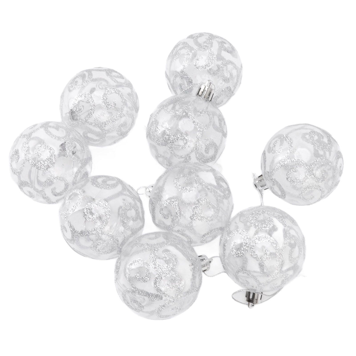 9Pcs Christmas Ball Ornaments Exquisite Plastic Shatterproof Hanging Christmas Tree Ornaments for Home Silver