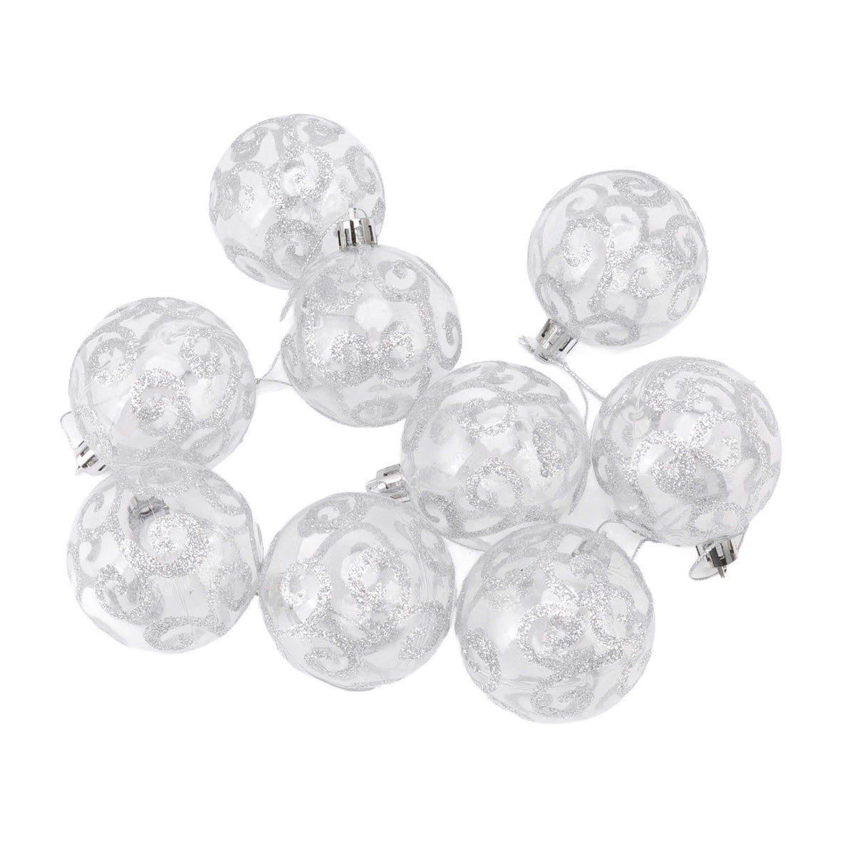 9Pcs Christmas Ball Ornaments Exquisite Plastic Shatterproof Hanging Christmas Tree Ornaments for Home Silver