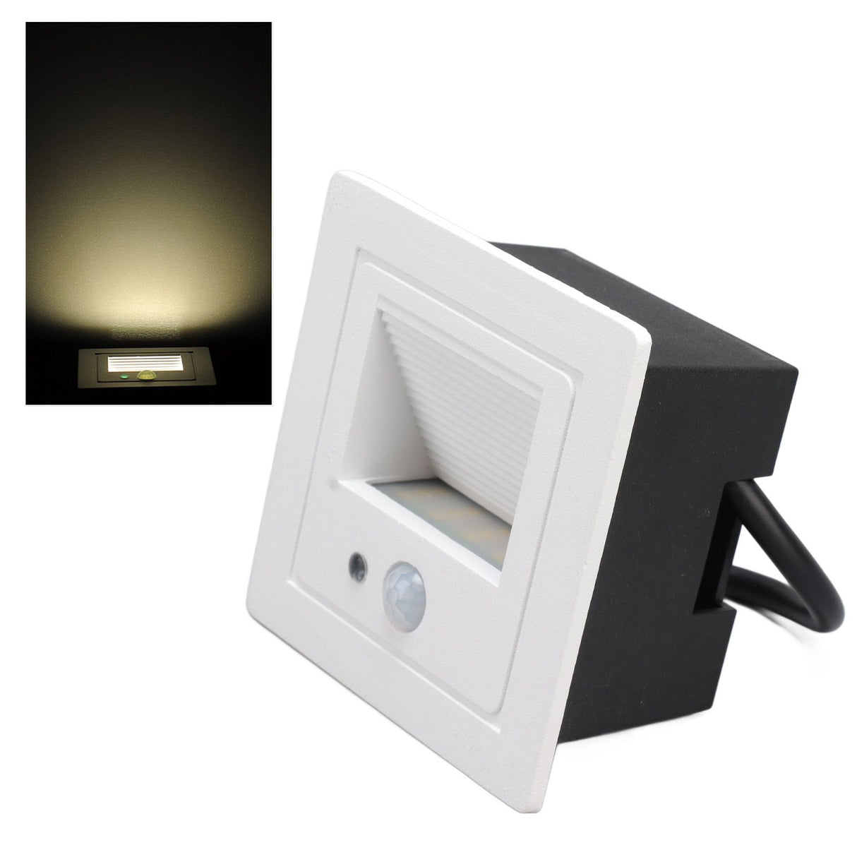 LED Corner Wall Lamp Recessed Warm White Iron Baking Varnish Body Induction Step Light for Stairway 85‑260V