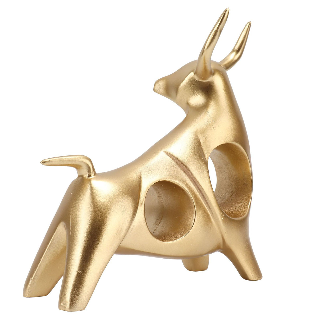 Golden Bull Sculpture Resin Hollow Lucky FengShui Bull Statue Crafts Figurine for Office Home Desktop Decorations
