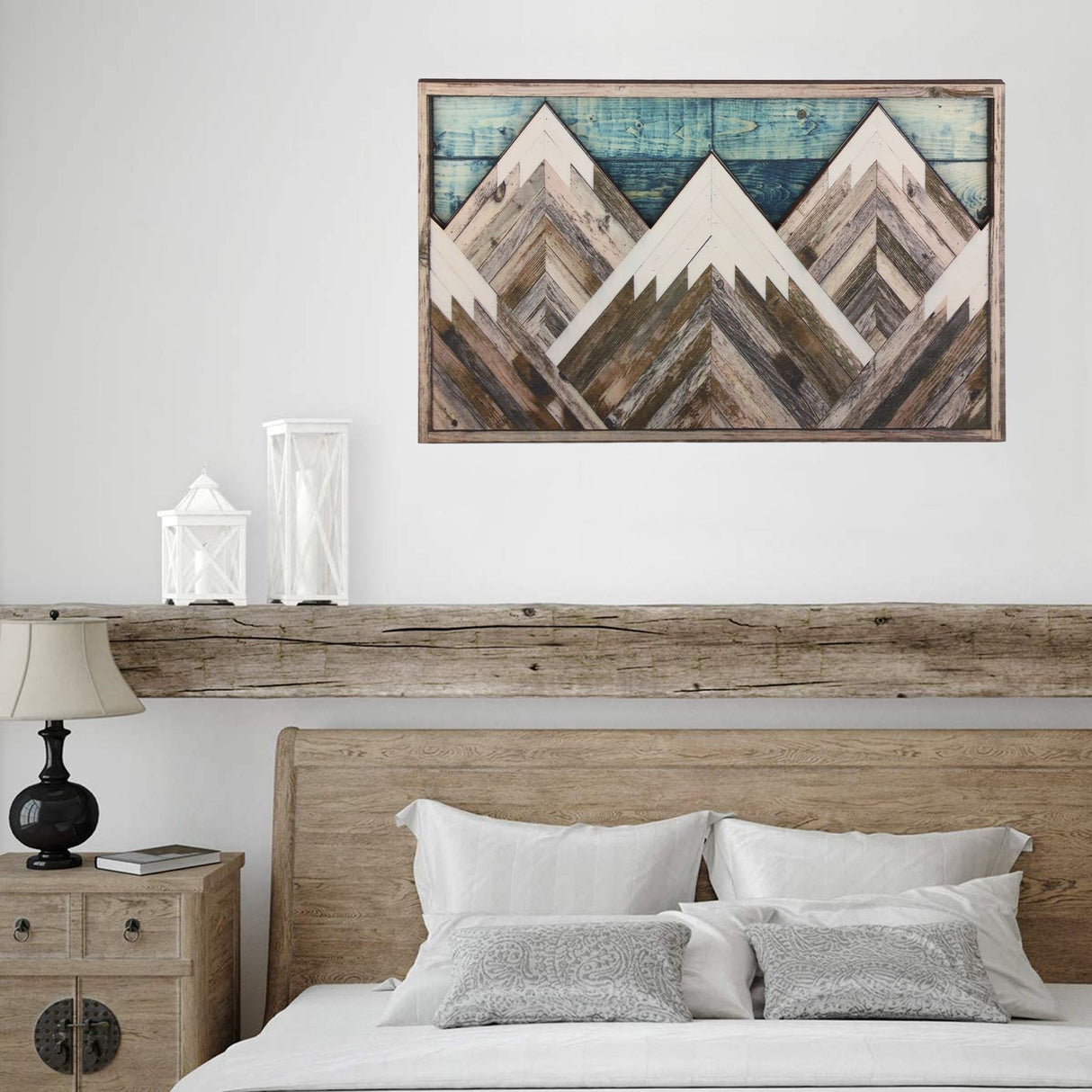 Mountain Wood Wall Art Decor Green Mountain Top Blue Mountain Top Decorative Painting