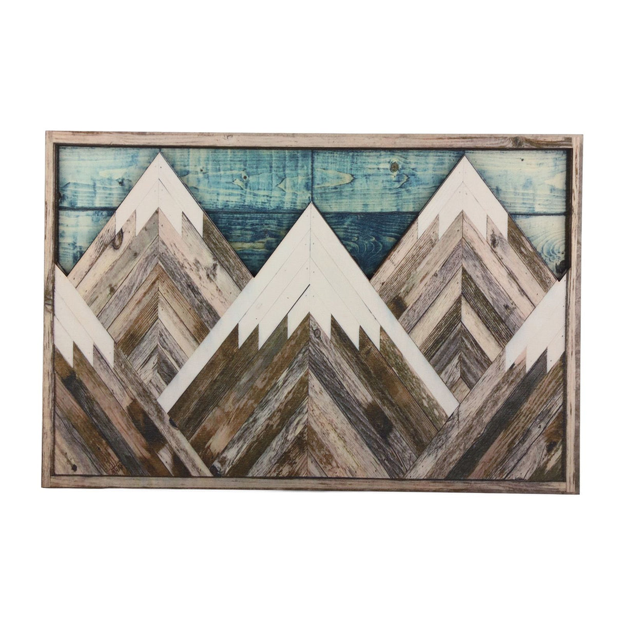 Mountain Wood Wall Art Decor Green Mountain Top Blue Mountain Top Decorative Painting